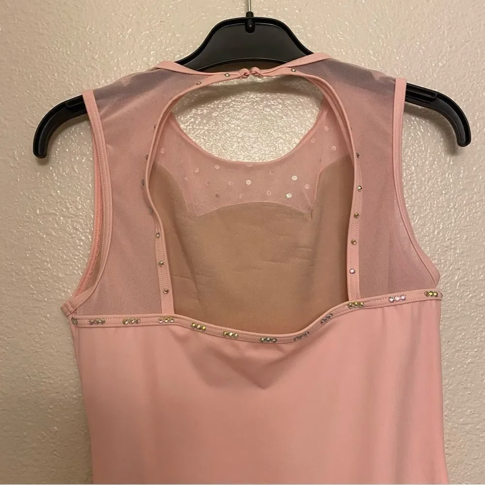 Weissman Balera Costume solo custom dance pink Scallop Neck Leotard MT11264 XLC